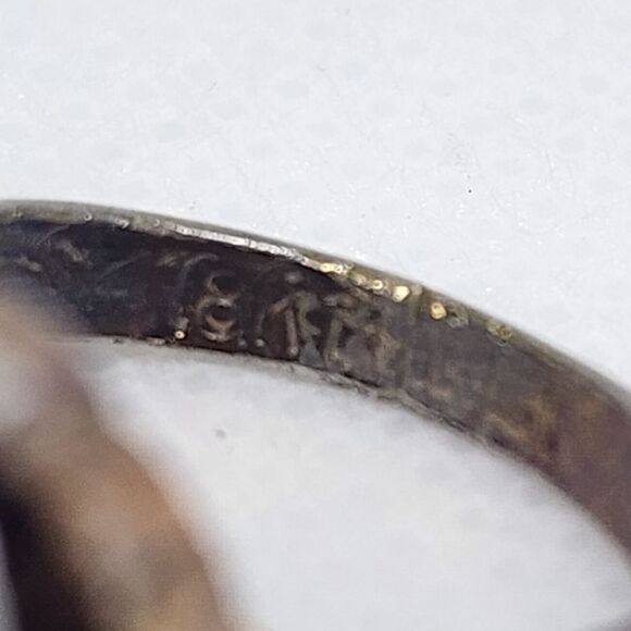 Vintage 18 Karat Gold Electroplated Nephrite & Glass Rhinestones Ring (6) - Picture 6 of 6